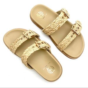 House of Harlow 1960 x Revolve Braided Raffia Slide Sandals